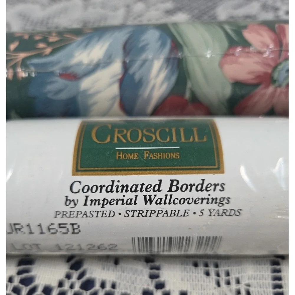 Croscill Home Fashions Wallpaper Border Green Floral 5 Yards‎ X 2 Prepasted NOS